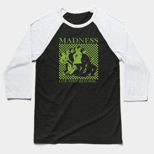 Madness - Retro Checkerboard Green Baseball T-Shirt